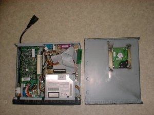 2 Custom Hard Drive Mount2.jpg - The hard drive was welded to the rood of the ITX case as this was the only place that it could fit once the OPUS PSU was installed